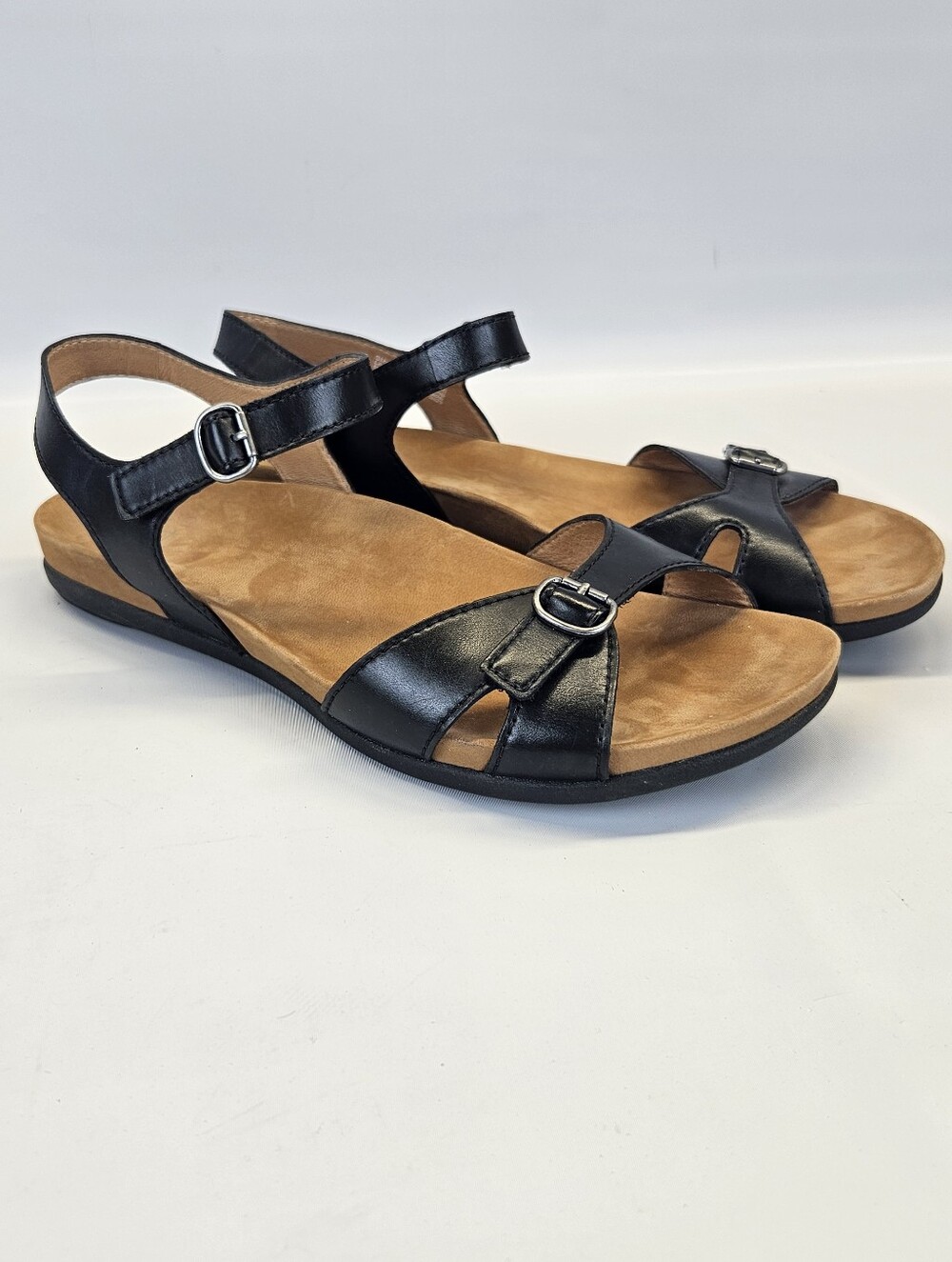 Dansko Sandals Womens Judith Calf Black 39 8.5 9 Adjustable Straps Leather